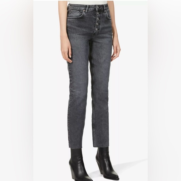 ALLSAINTS Denim Jules High Rise Slim Ankle Jeans Button Fly Jeans Size 25 - Picture 1 of 9